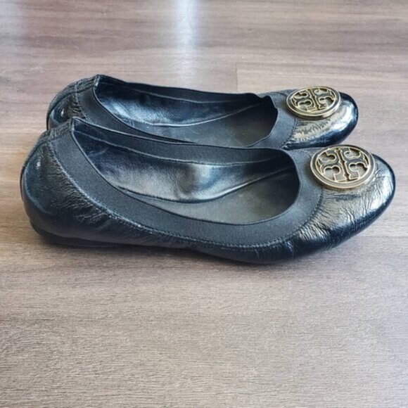 Tory Burch Black Caroline Ballet Flat Shoes Size 7 - Picture 4 of 8